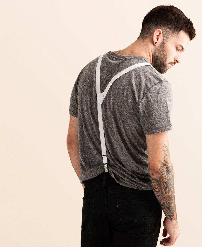 Ice - Skinny White Suspenders - JJ Suspenders