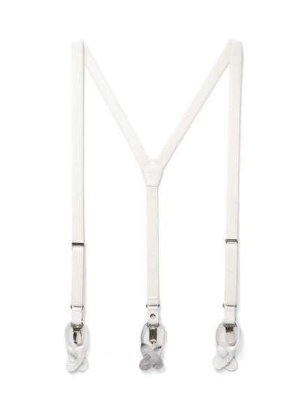 Ice - Skinny White Suspenders - JJ Suspenders