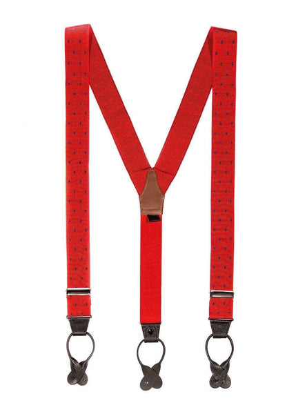 Ink Blot - Spotted Red & Navy Suspenders - JJ Suspenders
